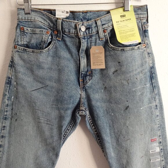 Levi's 512 Slim Taper Jeans Size 32x28 Stretch Denim Spatter READ MEASUREMENTS - Picture 4 of 13